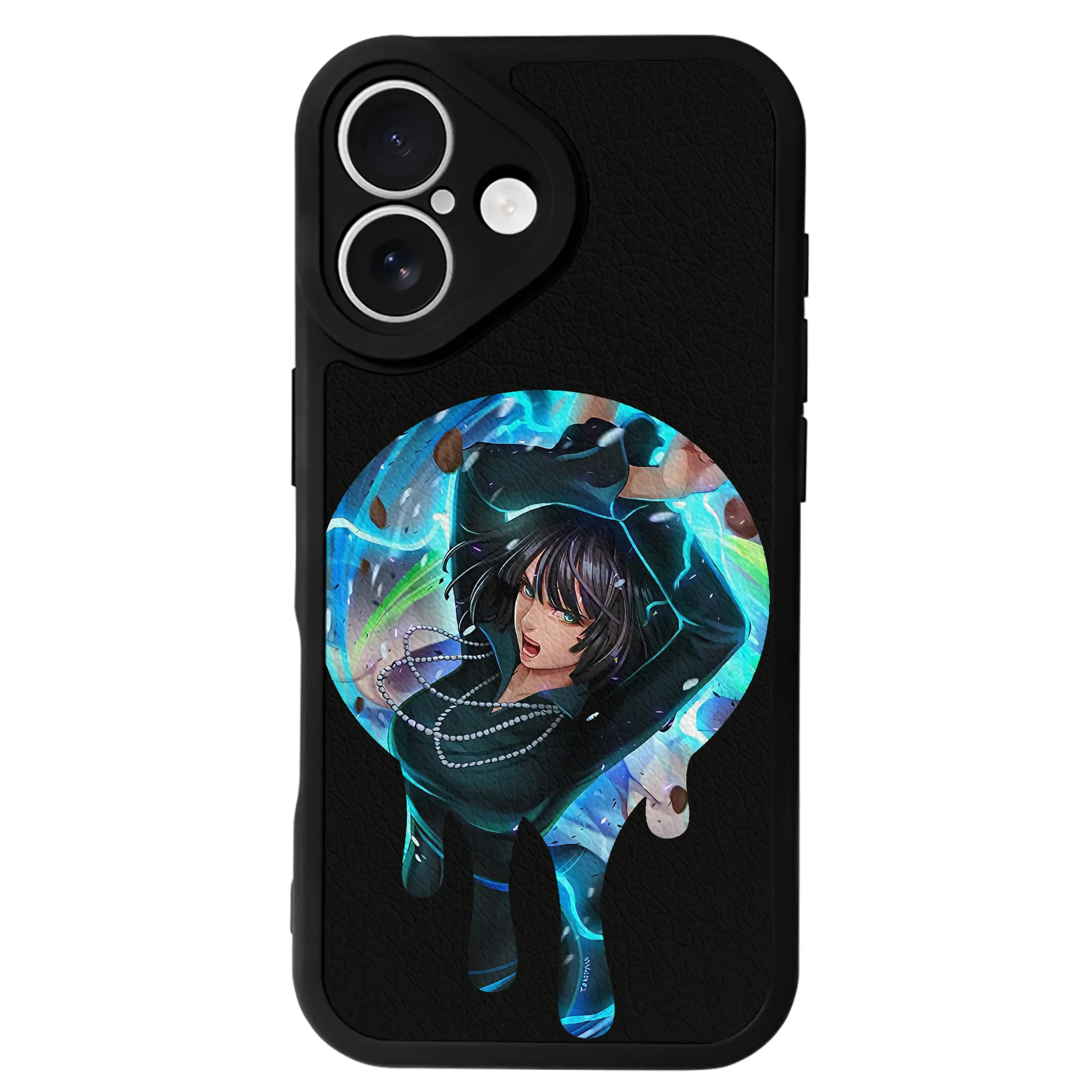 ワンパンマン グッズ 地獄のフブキ - IPhone 16シリーズ対応 ・ シリコンスマホケース ・ レザー調 ・ 高精度フィット ・ 耐衝撃 ・ ワイヤレス充電対応 ・ 精密カット